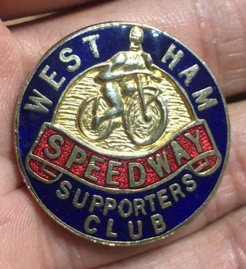 RARE VINTAGE WEST HAM SPEEDWAY SUPPORTERS CLUB ENAMEL PIN BADGE