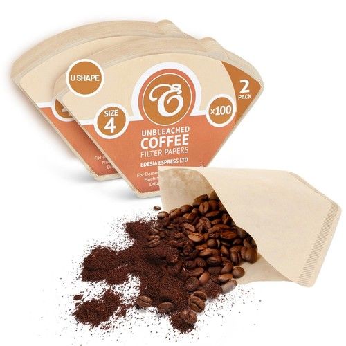 Size 4 Unbleached Coffee Filter Papers Brown Replacement Cones