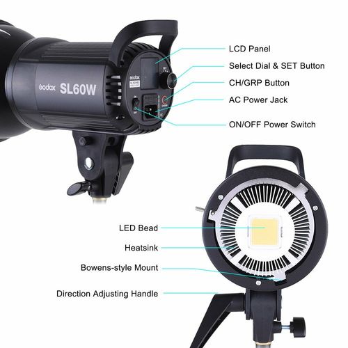 Godox SL60W SL-60W 5600K Studio LED Video Light + 95cm Softbox + Light Stand — image 8