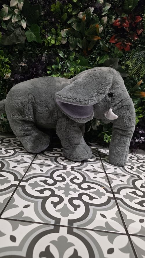 Grey Elephant Plush Soft Toy Stuffed Animal with Tusks, Medium 35-60cm — image 2