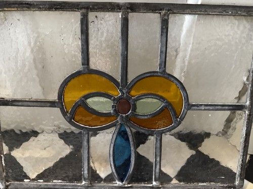 Pair of Original Period Leaded Stained Glass Window Panels – Reclaimed