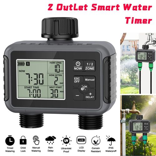 2 Outlet Water Timer Garden Lawn Irrigation Watering System Programmer Timer — image 1