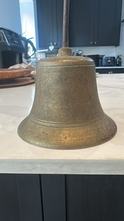 Antique Brass Hand Bell Broad Arrow Type Mark Possible RAF Scramble Bell