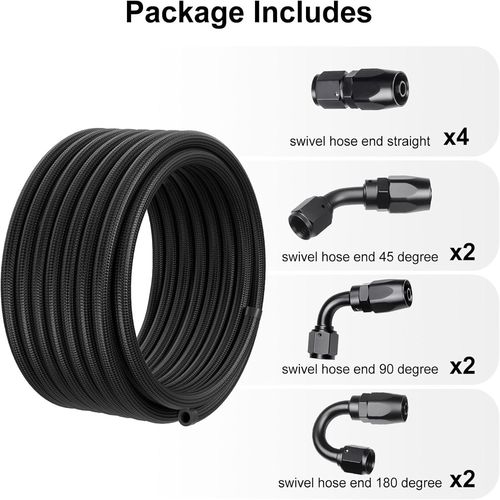 6AN Fuel Line Kit 16FT Nylon Braided Oil Fuel Line Hose Fitting Adapter Kit — image 14