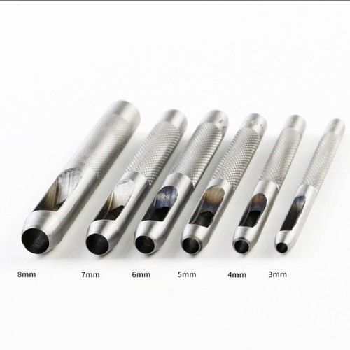 6X HOLLOW HOLE PUNCH SET for LEATHER HOLE GASKET CARD PAPER BELT LOOP PLASTIC⭐