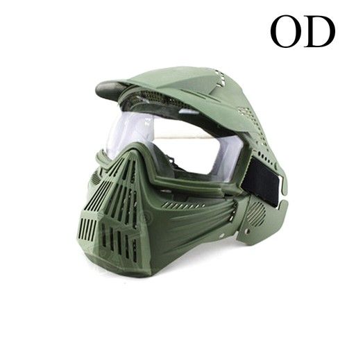 Tactical Full Face Mask Protective Mask Paintball Airsoft PC Safety Goggles lens