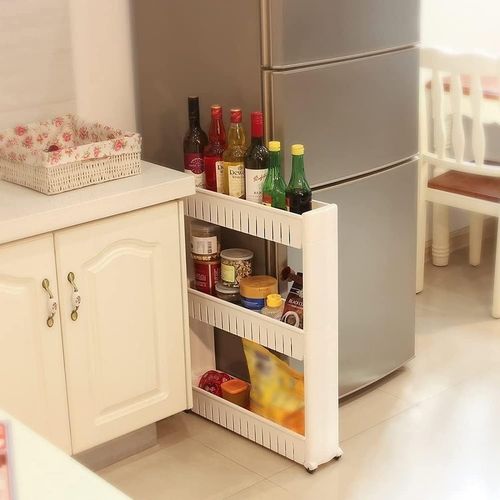Slide Out Storage Tower Folding 3 Tier Rolling Castor Kitchen Trolley Spice Rack — image 5