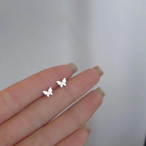 Gift 925 Silver Plating Star Moon Flower Small Stud Earrings Women Jewelry Cute