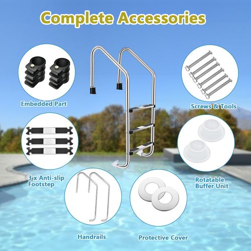 Step Swimming Pool Ladder Stainless Steel 25cm Step Height Inground Use — image 6