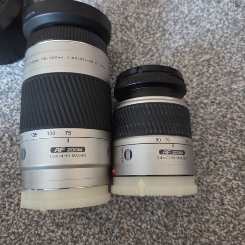 Minolta Dynax 5 Vintage Film Camera Bundle w/ Minolta Lenses + More — image 2