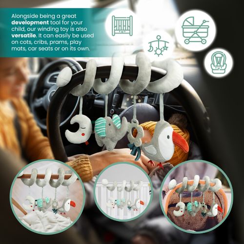 Newborn Grey Activity Spiral Stroller Car Seat Hanging Rattles Teether Toy 0-12m — image 5