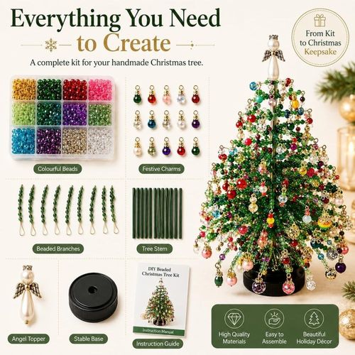 Beaded Christmas Tree Kit DIY Ornament Making Craft Set Kids Gift Funny — image 5