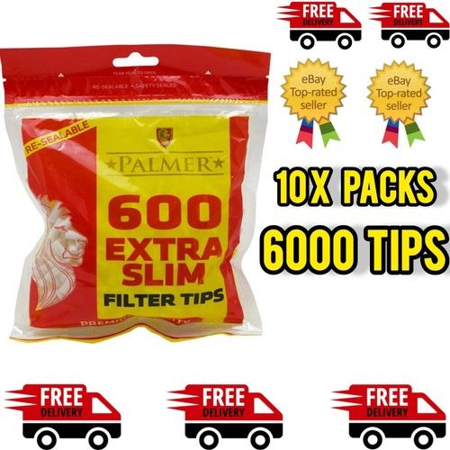 10x Palmer Extra Slim Cigarette 5.3mm Filter Tips Smoking (6000 Filter Tips) UK