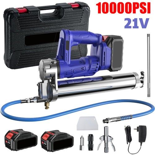 21V Grease Gun 2*3000mAh Battery Electric 10000PSI High Efficient Grease Gun Kit