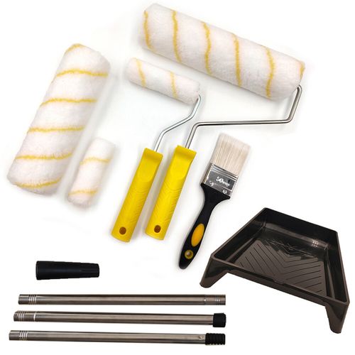 Set Paint Rollers Extension Pole Tray Brush Roller Sleeves Painting Wall Ceiling — image 11