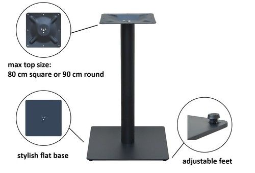 black cast iron flat table base dining restaurant pub square - FREE DELIVERY