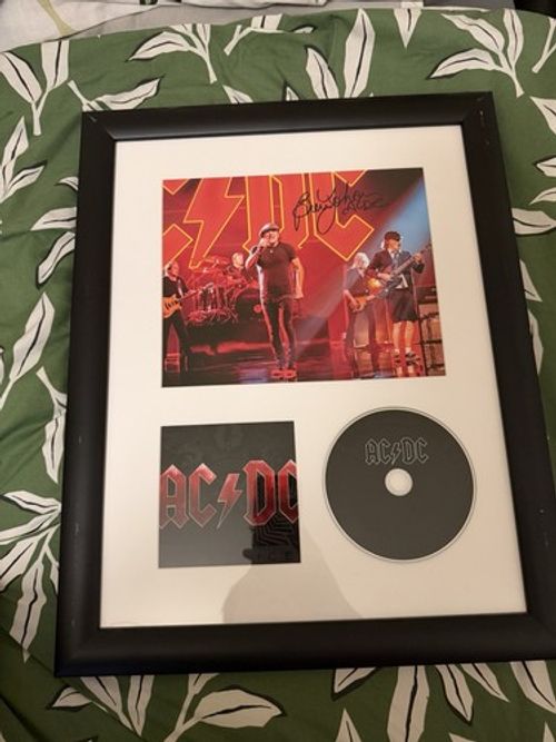 AC/DC Signed Photo Brian Johnson. Framed. Authentication Certified.