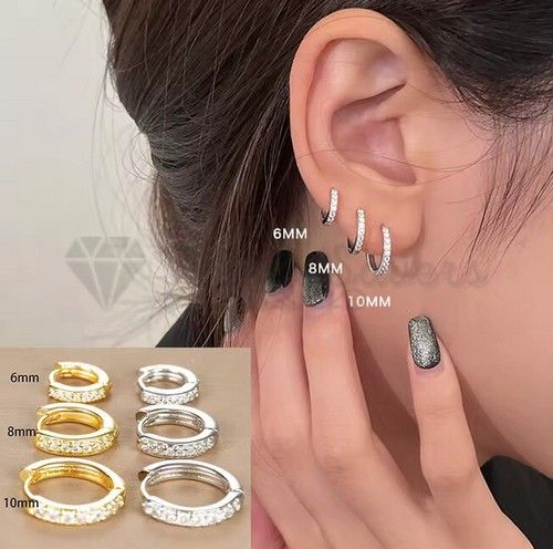 18ct Gold Plated 925 Sterling Silver Small Huggie Helix Tragus Ear Hoop Earrings