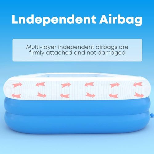 Inflatable Paddling Pool, 3 Rings Large Rectangular Family Swimming Cen — image 7