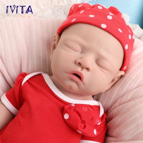 IVITA 17”Handmade Sleeping Girl Full Body Silicone Reborn Baby Doll Toy Gifts — image 6