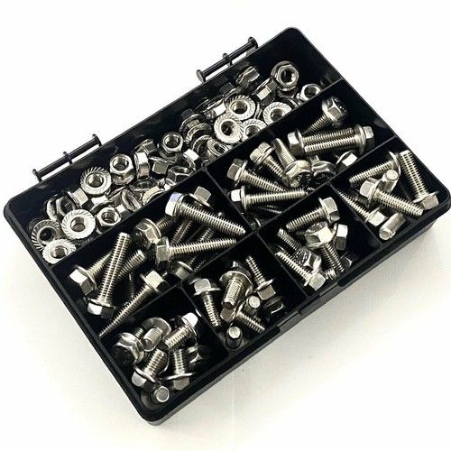 140 x ASSORTED M8 A2 STAINLESS STEEL HEXAGON FLANGE BOLTS & SERRATED NUTS KIT