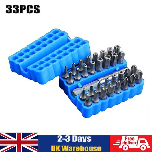 33x 1/4" Hex Head Drill Torx Bit Set Tamper Security Extension Screwdriver Kit — image 1