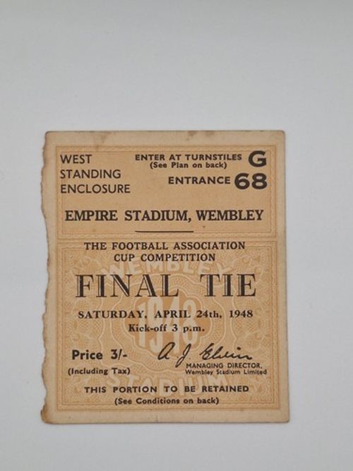 Rare 1948 ticket stub Manchester United v Blackpool FA Cup Final at Wembley