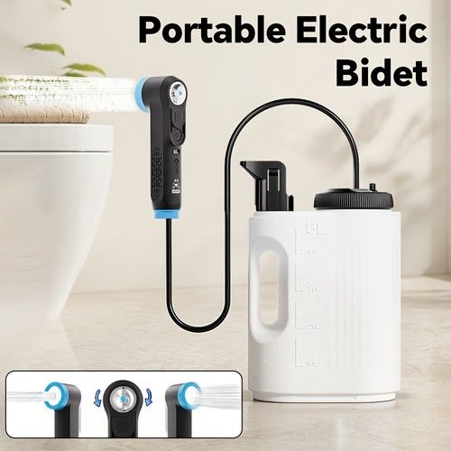 WOWER Electric Portable Bidet Sprayer 5L Bucket Rechargeable USB-C 1600mAh LED