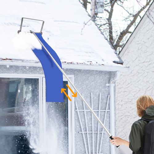 Roof Snow Rake Aluminum Roof Snow Removal Tool Length Adjustable with 3'' Wheels — image 2
