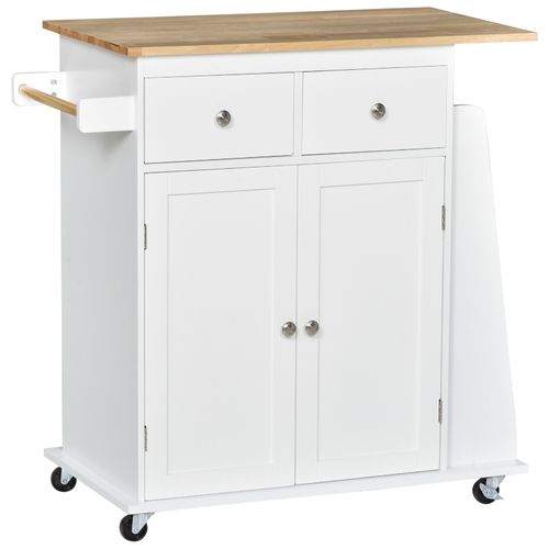 Kitchen Island Storage Cabinet Rolling Trolley with Wood Top, 3-Tier Spice Rack — image 11