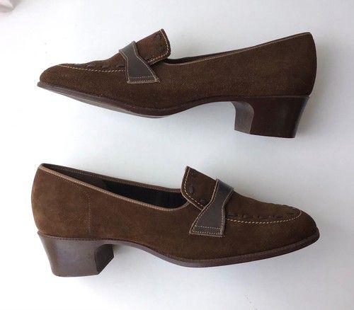 Vintage St Michael Ladies Shoes Brown Suede Size 7