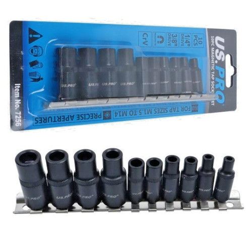 US PRO 10pc Magnetic Thread Tap Socket Set For Accurate Tapping M1.5 to M14