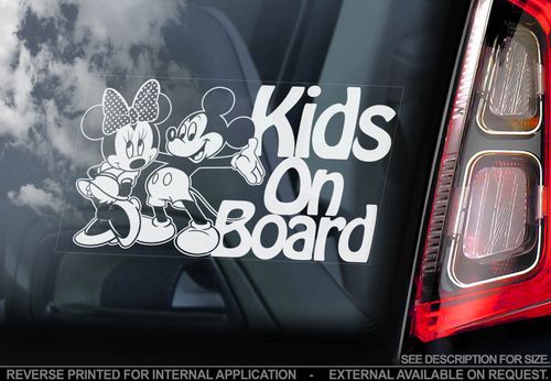 Kids On Board - Car Sticker - Mickey & Minnie Mouse - OPTION: Baby, Child, Kids — image 1