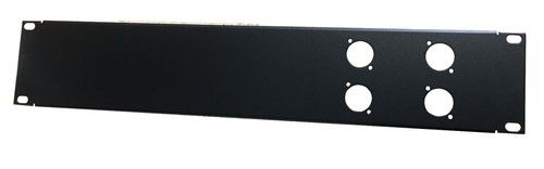 2U Rack Panel 4 XLR D type Holes  19 inch Folded Black Finished Steel Panel 