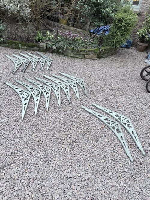 Antique Victorian Set of Cast Iron Conservatory Support Brackets 