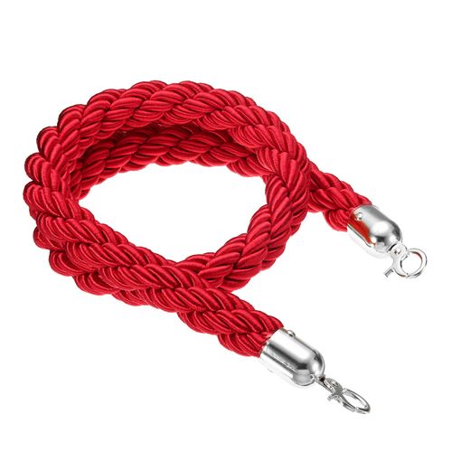1.2m / 3.9Ft Stanchion Rope Barrier Rope Twisted Post Ropes Red Silver — image 3