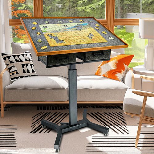 1500Pcs Jigsaw Puzzle Table Storage Board 2-Drawer & 4-Level Adjustable Tilting — image 5
