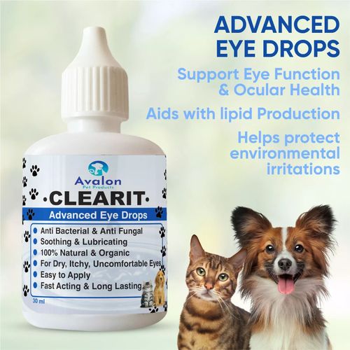 Pet Dog Cat Advanced Eye Drops Clearit 30ml 100% Organic Soothing Lubricating — image 1