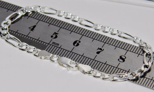 925 Sterling Silver Children's Solid Figaro Curb Bracelet - 6 inch  — image 1