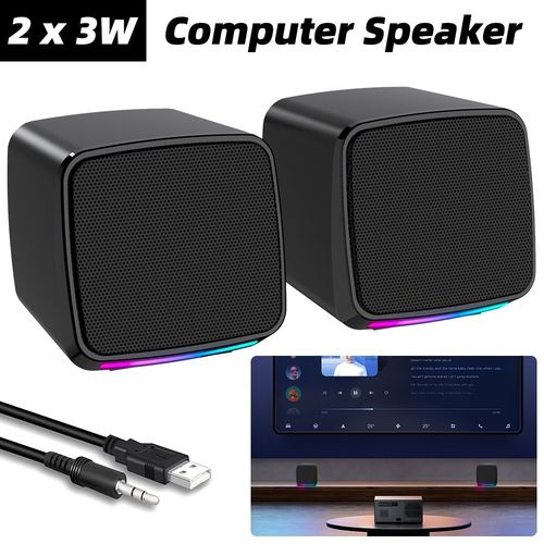 Mini Computer Speaker Subwoofer 3.5mm USB Wired LED Stereo For Laptop PC Desktop — image 17