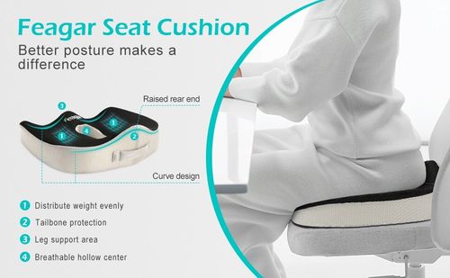 Feagar Seat Cushion for Coccyx Sciatica Hemorrhoid Tailbone Back Pain Relief — image 1