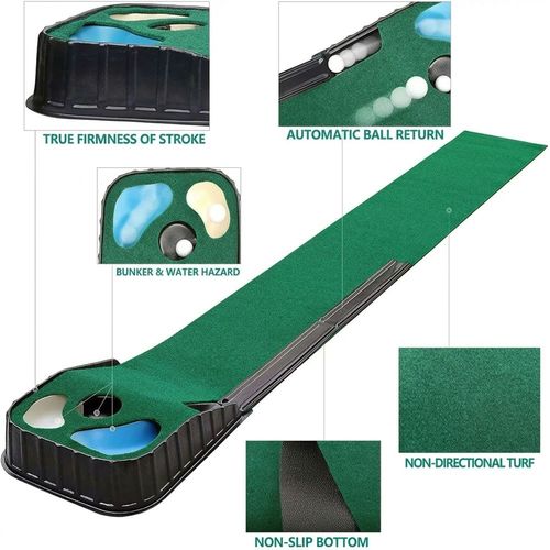 Golf Putting Mat with Auto Ball Return 220x33cm Indoor Practice Training Aid UK — image 4