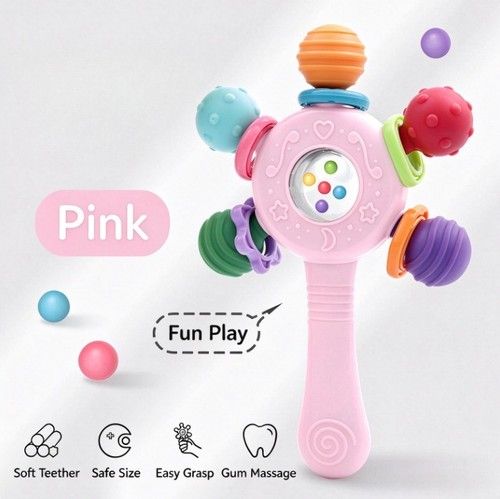 Rattle Teether Toy Safe Bite Design Baby Sensory Teething Toy Newborn Infant 0M+