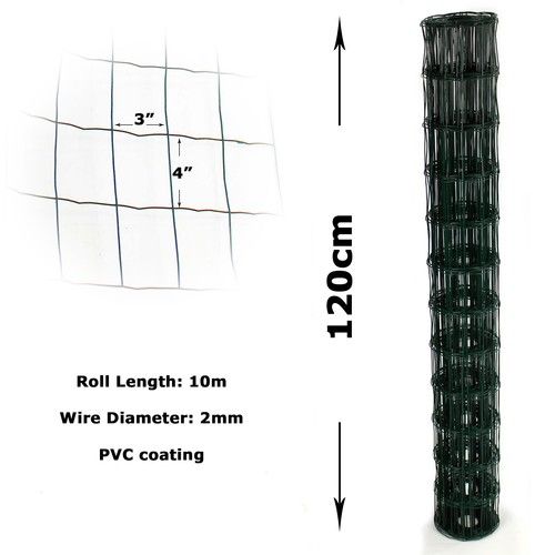 PVC Coated Wire Mesh Fencing 90cm or 120cm Height Green Galvanised Garden Fence