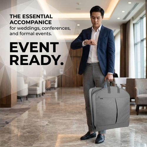 Large Garment Suit Bag Premium Grey Foldable Carrier Travel Bag Cover Storage — image 2