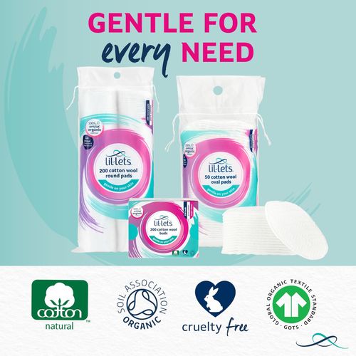 Lil-Lets Organic Cotton Wool Oval Pads Extra Large Soft 50 Count — image 19