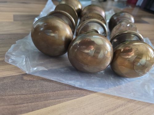 3 Sets Antique Brass Door Knobs Handles  Rimlock  Knobs New Reclaimed Old Stock — image 3