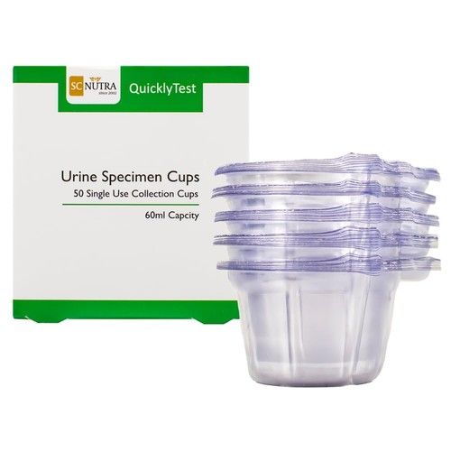 Urine Specimen Cups (50 Pack) 60ml Sterile Sample Containers Disposable