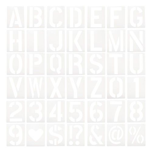 42pcs 12 Inch Letter Stencils Alphabet Number Stencil Interlocking, White
