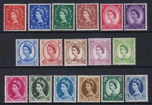 GB QEII SG610-SG618a Phosphor Wildings 1960-67 Basic Set of 17 Unmounted Mint — image 1